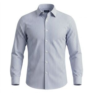 Eagle Shirtmakers Button Down Men 16 32/33 Blue White Striped Non Iron Regular